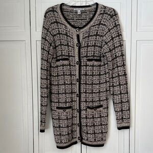 Cotton by Autumn Cashmere Women's Black and Cream Long Cardigan Sweater